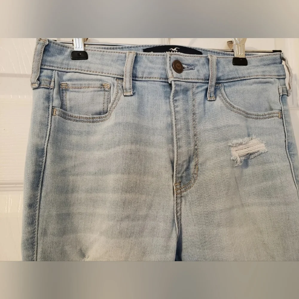 ❤️ HOLLISTER JUNIORS DISTRESSED HIGH-RISE CROP SUPER SKINNY JEANS 1R W 25 L 26 - Picture 5 of 11